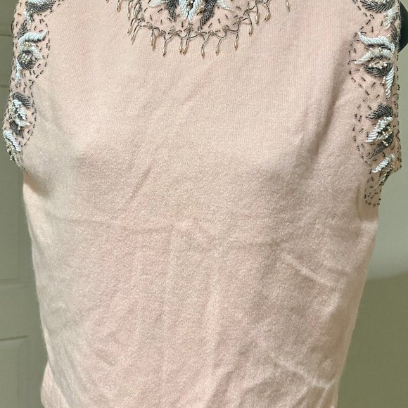 Classic Vintage Beaded Sleeveless  Mock Turtleneck Sweater  ~ Size 8 - Picture 2 of 8